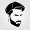Bearded men in Newsboy Cap. Hipster icon isolated