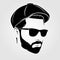 Bearded men in Newsboy Cap. Hipster icon isolated