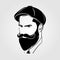 Bearded men in Newsboy Cap. Hipster icon isolated