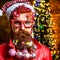 Bearded modern Santa Claus close up portrait. Merry christmas and happy new year. New year - fun party with funny Santa.