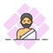 A bearded muslim man wearing ihram to perform umrah. easy to use vector