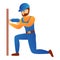 Bearded repairman icon, cartoon style