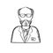 Bearded scientist in lab coat sketch