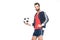 bearded soccer trainer holding ball,