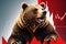 Bearish Divergence in Financial Markets Showcased by an Illustration of a Bear Overlooking a Descending Trend