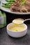Bearnaise sauce in a small bowl