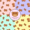 Bears brown set of seamless pattern different colors