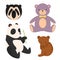 Bears different style funny happy animals cartoon predator cute bear character illustration