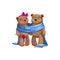 Bears lovers in blanket isolated toys