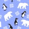 Bears, Penguins And Snowflakes Pattern, Seamless Pattern, Vector Illustration EPS 10.