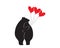 Bears silhouettes hugging each other and holding red hearts balloons, vector. Bears in love. Minimalist art design