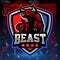 Beast bull mascot. esport logo design