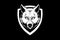 Beast wolf head with shield vector black and white badge logo template