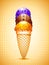 Beat the Heat Ice Cream Concept in a Cone with Yellow Grid Background