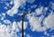 The beatiful clear sky and old electric pole in Salton Sea