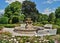 Beatiful fountain in garden in Museum . Villa Edward Herbst in Lodz, Poland
