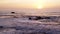 Beatiful landscape with sunset in Atlantic ocean, Morocco coast, Africa, timelapse