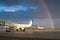 Beatiful rainbow in the evening airport