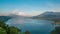 Beatiful view over the lake. Lake and mountain view from a hill, Buyan Lake, Bali. Timelapse.