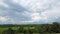 Beatifull wheat and grass field, country summer dark stormy clouds background