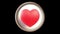 Beating red toy heart button isolated on black. St. Valentine's Day. Seamless looping