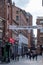 Beatles birthplace banner hanging at Mathew Street in Cavern Quarter, Liverpool, United Kingdom