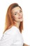 beaufitul red haired woman smiling