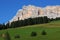 Beauful scene in Dolomites, Alta Badia, green hills with fir and larch