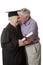 Beauitiful Caucasian woman in a black graduation gown