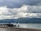 Beaumaris Pier under dark cloudy sky in United Kingdom