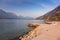 Beautful coastline of Garda lake at sunset, northern Italy