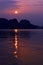 A beautful, peaceful romantic sunrise over Halong Bay Vietnam 