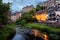 Beautful traditional residential buildings in historic Dean Village in central Edinburgh