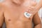 Beautician Giving Laser Epilation On Man\'s Chest