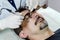 Beautician procedure cleansing face men