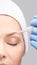 Beautician skin care. Face derma make up. Facial treatment. Woman dermatology