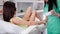 Beautician Woman Makes Procedure Laser Hair Removal Female Hands in Beauty Salon