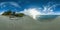 Beautiful 360 degree panorama at the beach of Trou Aux Biches Mauritius at sunset