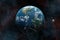 Beautiful 3d earth planet 3d render. Concept of climate change, dark night, cities lights, sunrise. World planet