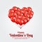 Beautiful 3D group of red helium flying balloon shape hearth illustration