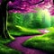 Beautiful 3D Nature and landscape wallpaper, green environment, ambient forest, generative ai