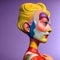 Beautiful 3D Porcelain Woman Illustration, Colorful Fashion, Hair color, Beauty, generative ai