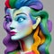 Beautiful 3D Porcelain Woman Illustration, Colorful Fashion, Hair color, Beauty, generative ai