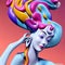 Beautiful 3D Porcelain Woman Illustration, Colorful Fashion, Hair color, Beauty, generative ai