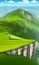 A beautiful 3D rendering of mountain with green scenery