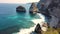 Beautiful 4K tropical beach aerial - a bird`s eye view of ocean waves crashing against an empty beach from above.