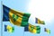 Beautiful 5 flags of Saint Vincent and the Grenadines are waving against blue sky image with soft focus - any holiday flag 3d