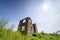 Beautiful abandoned house under blue sky