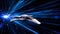 Beautiful abstract animation of spaceship in Hyperspace Jump flying through the outer space. Animation. 3d animation of