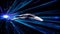 Beautiful abstract animation of spaceship in a time-space tunnel. Animation. 3d animation of spacecraft of the future in